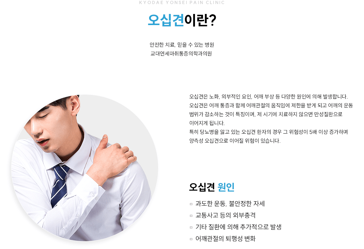 오십견 개요와 원인 인포그래픽