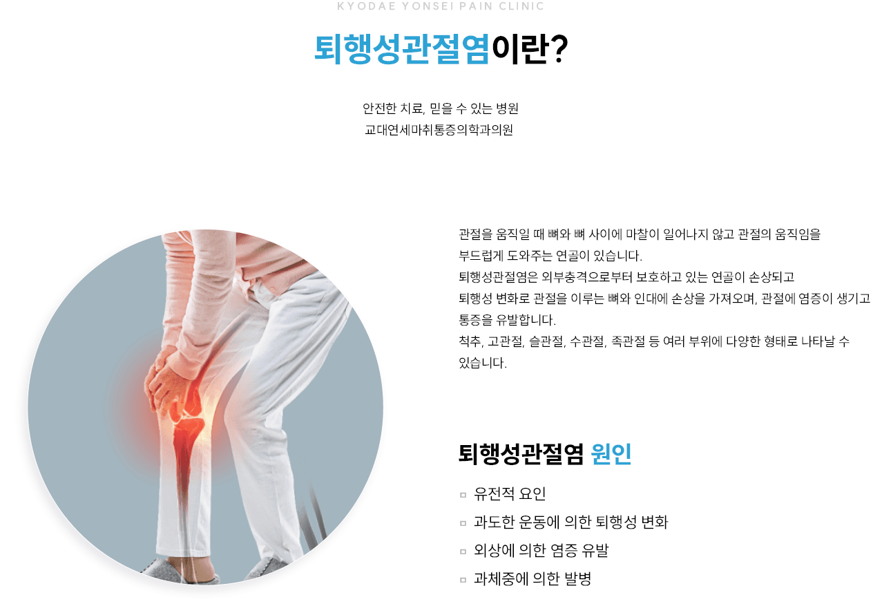 퇴행성관절염 개요와 원인 인포그래픽
