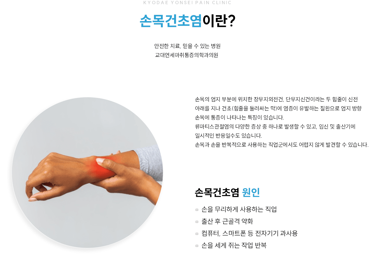 손목건초염 개요와 원인 인포그래픽