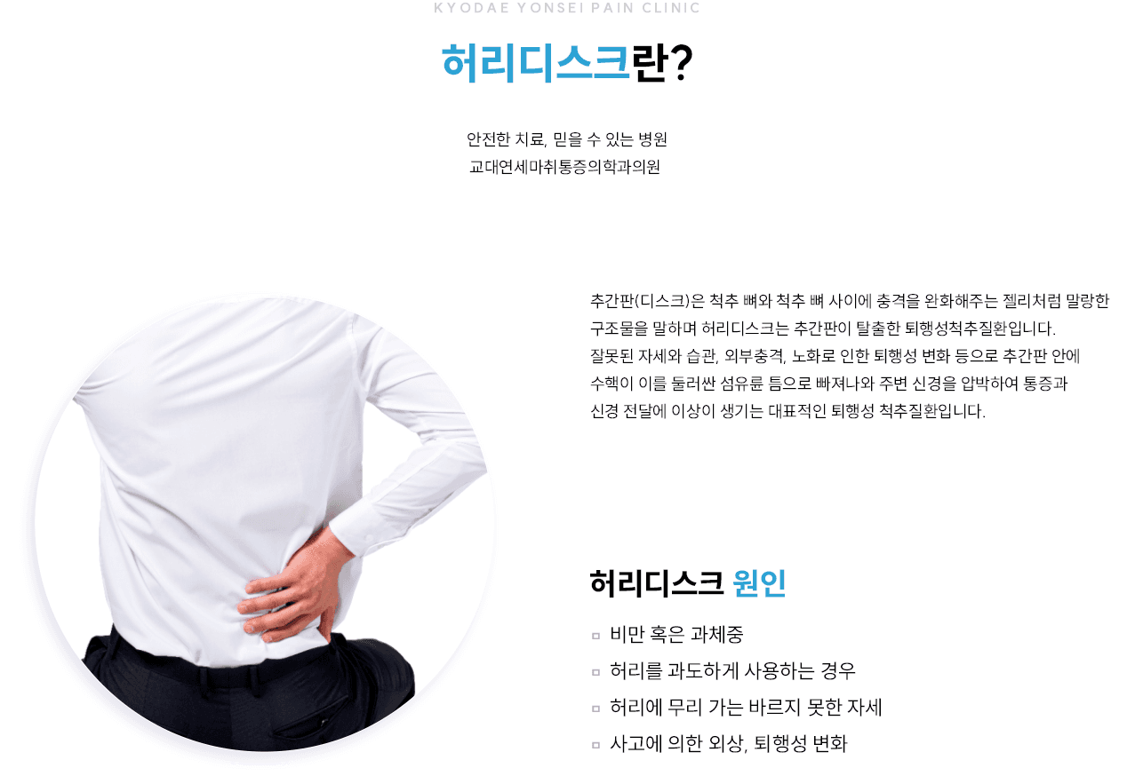 허리디스크 개요와 원인 인포그래픽